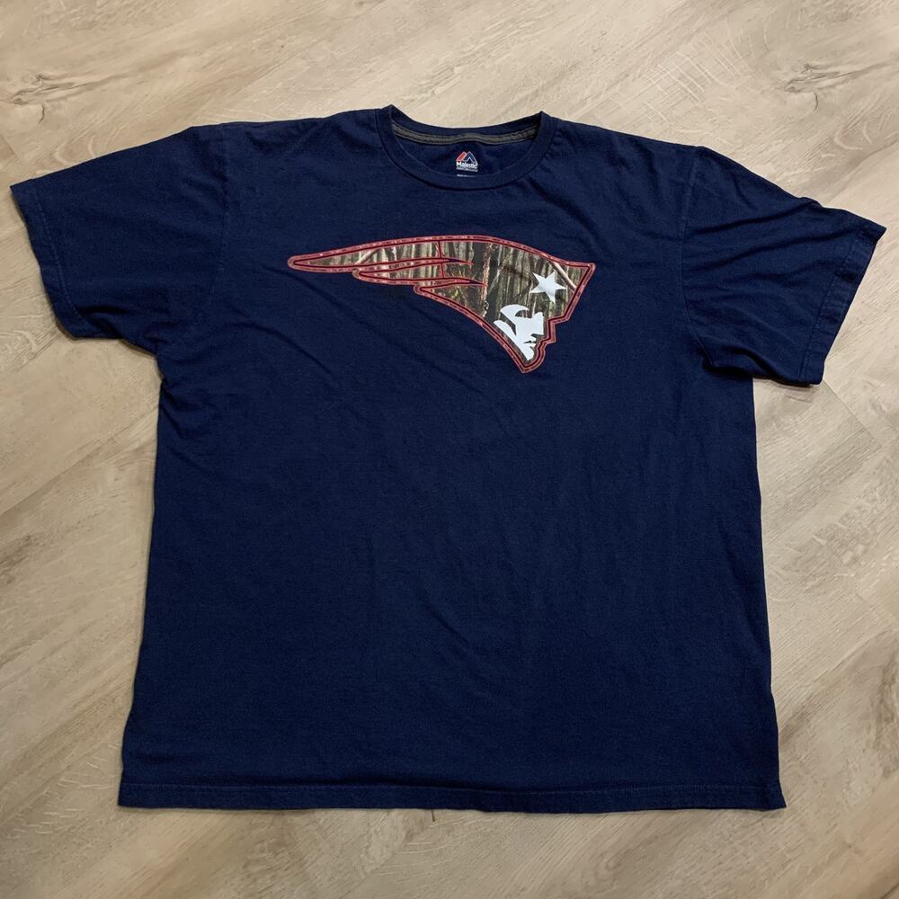 Majestic NFL New England Patriots Triple Peak Camo T-Shirt Men's XL Navy Blue